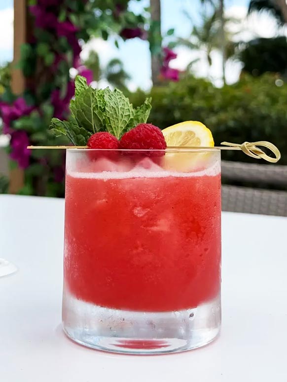 The Belgrove Dining Cocktail Raspberry Honey Bourbon Smash